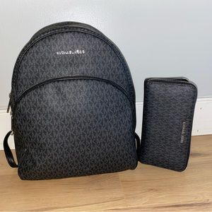 Michael kors abbey large signature print backpack and large wallet